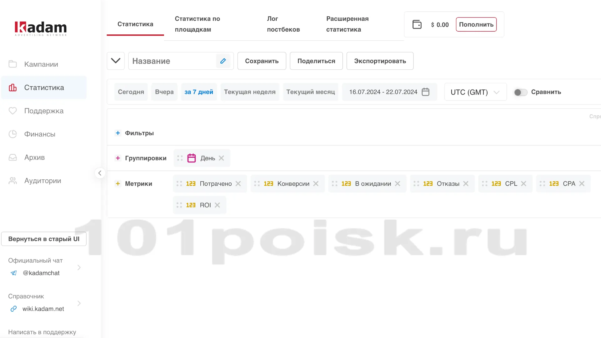 Kadam статистика по дням